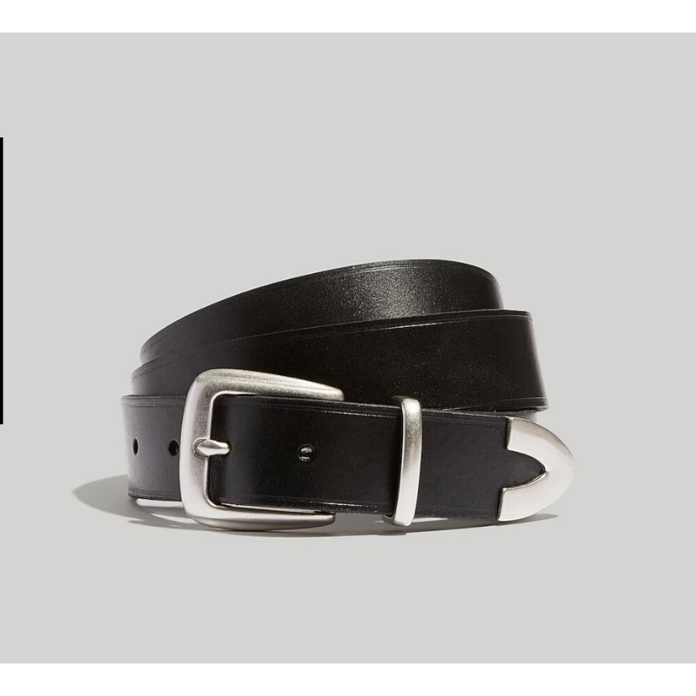 Madewell Womens $52 Leather Western Belt Black Size L NF971